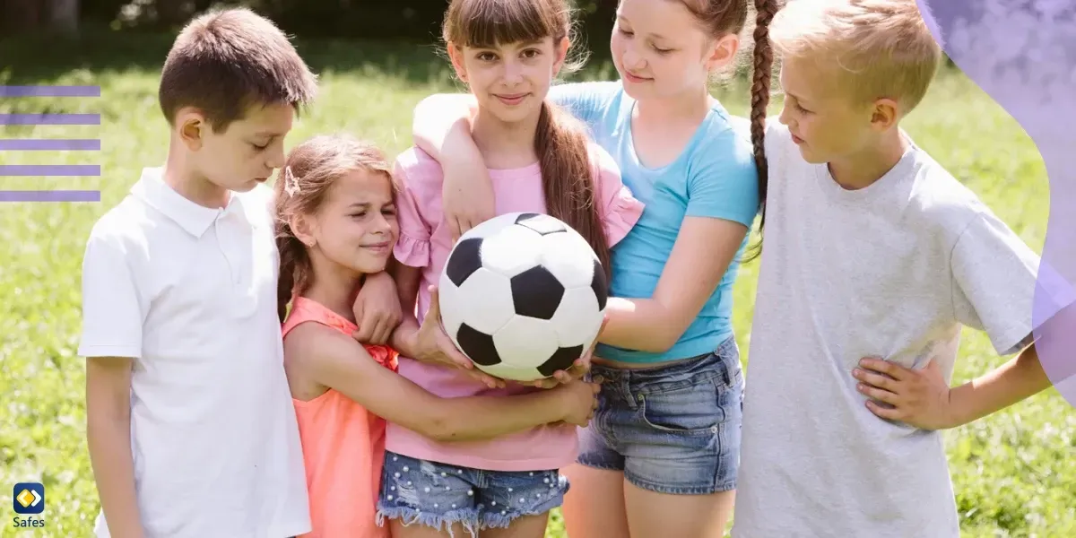 Kids getting ready for a football match