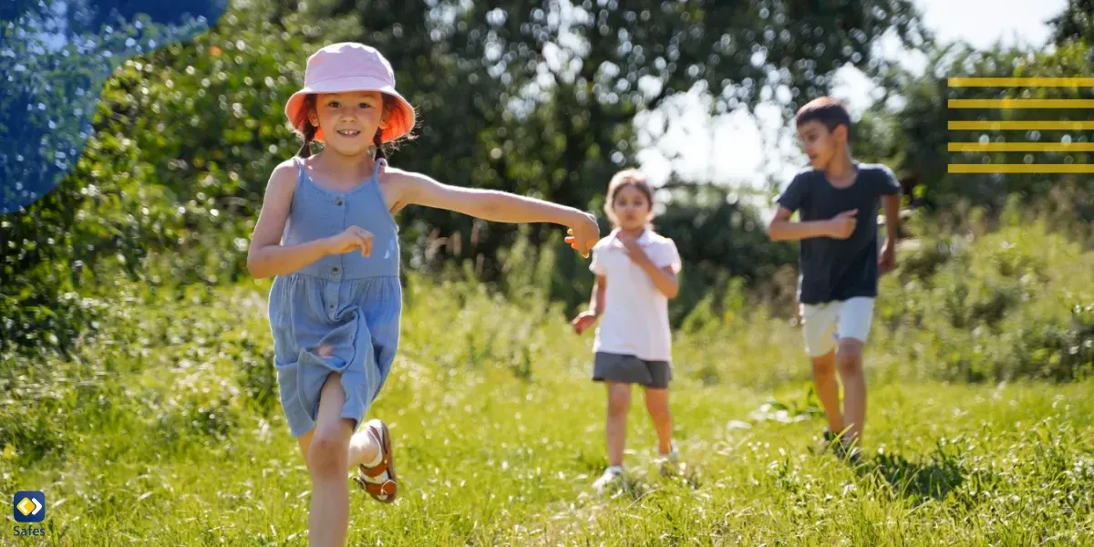 kids running and playing in grass field outdoors