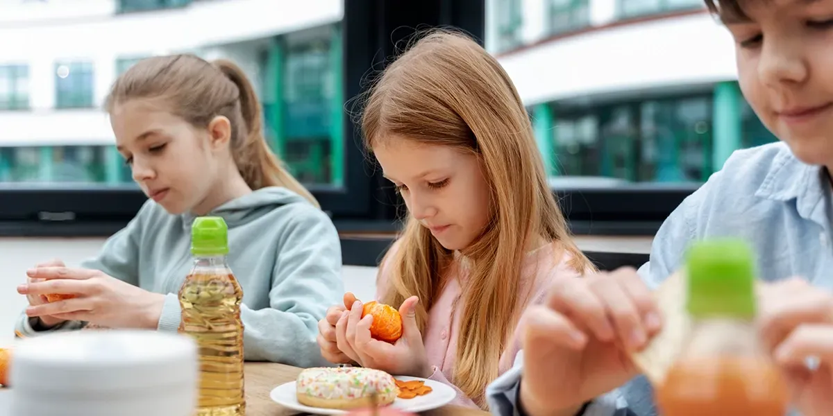 students having lunch at school