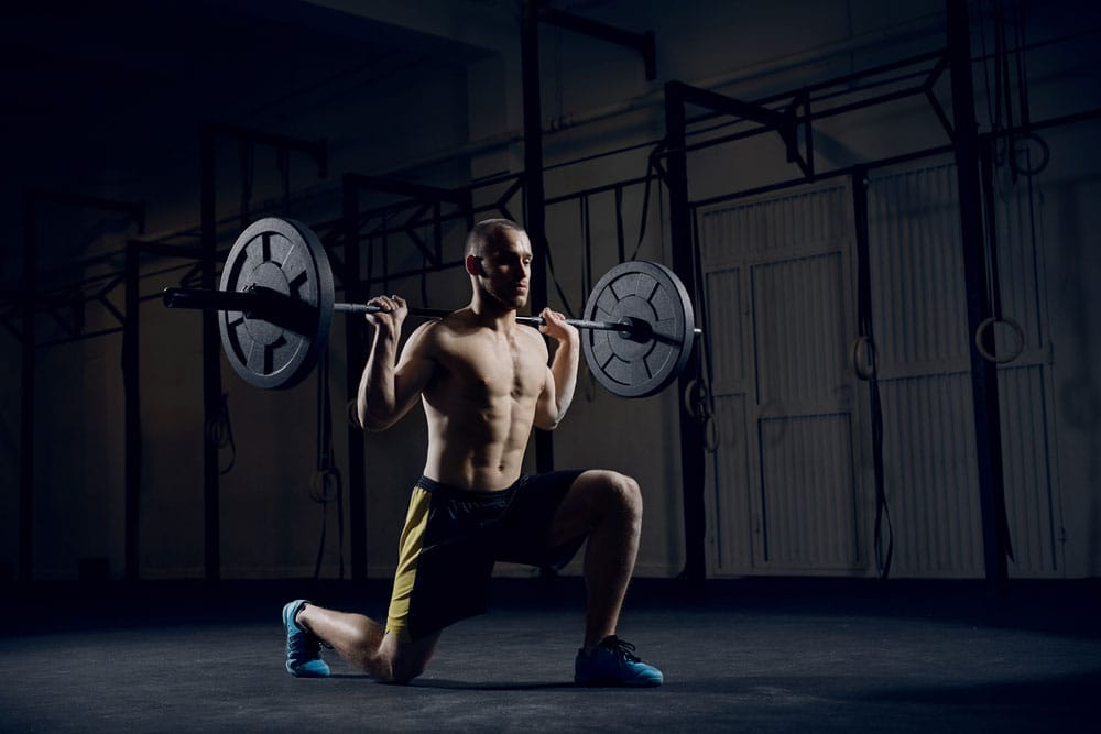 doing barbell lunges, thus avoiding grip failure